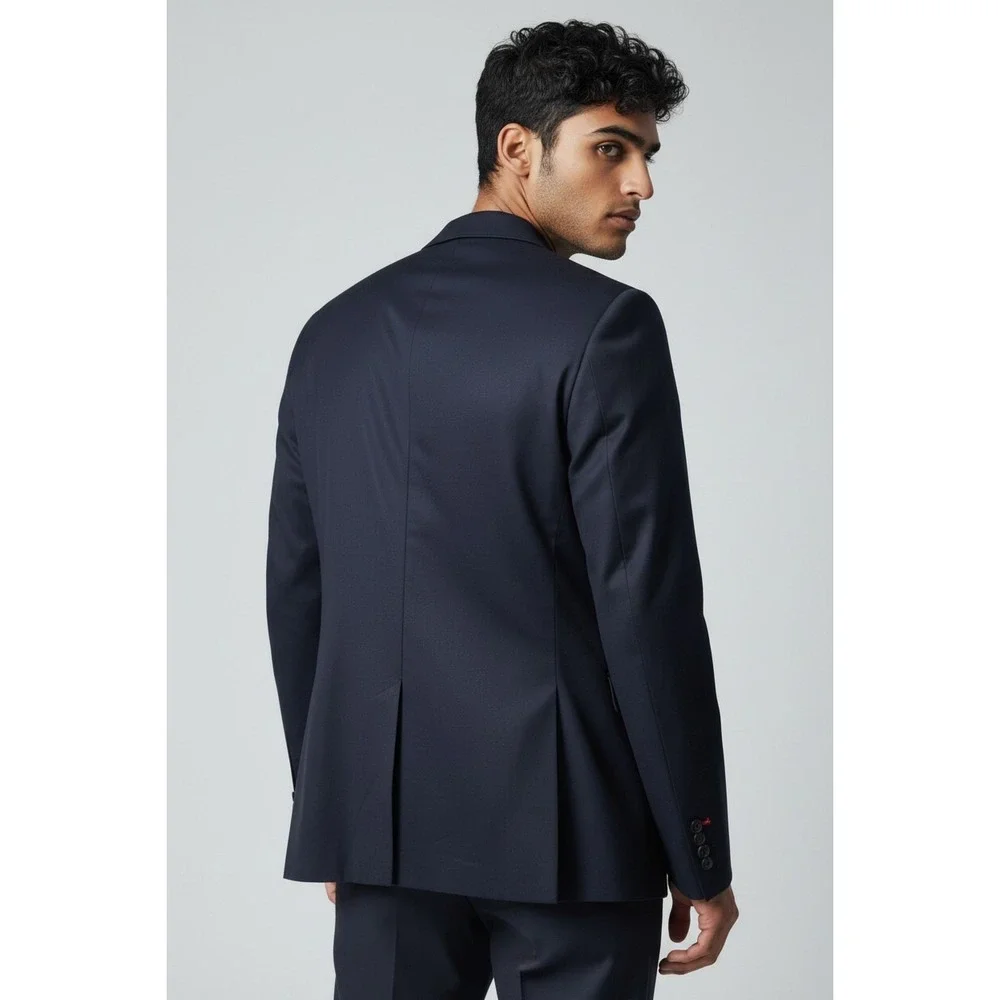 Tommy Hilfiger 38L Navy Blue Modern Fit Suit Jacket Blazer  Crisp Cotton Twill